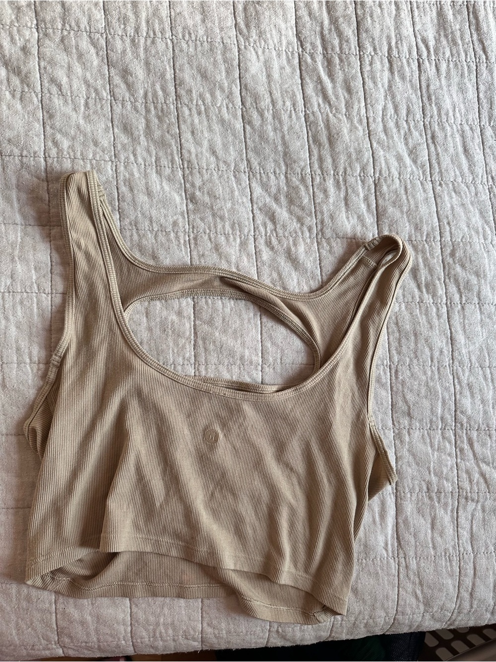 Rare Lululemon Sleeveless Cutout Ribbed Crop Top - Taupe